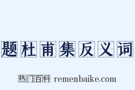 题杜甫集反义词是什么意思的图片